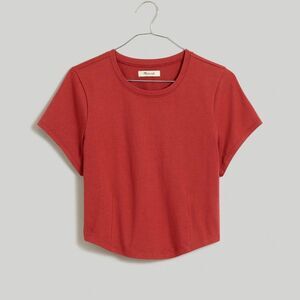 NWT Madewell Women's Heavyweight Jersey Crewneck Tee Size S Antique Rose Cropped